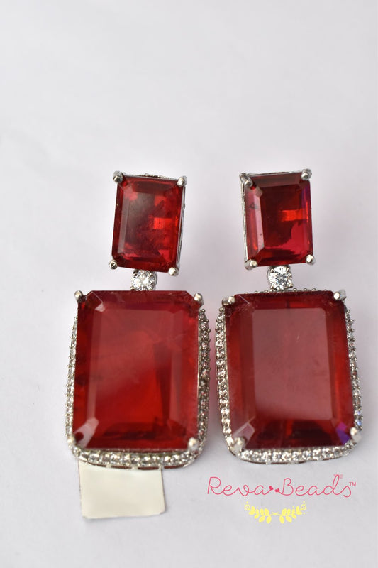 doublet stonse silver polish drop earrings dbspdre220419