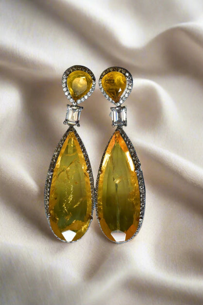 yellow long earrings