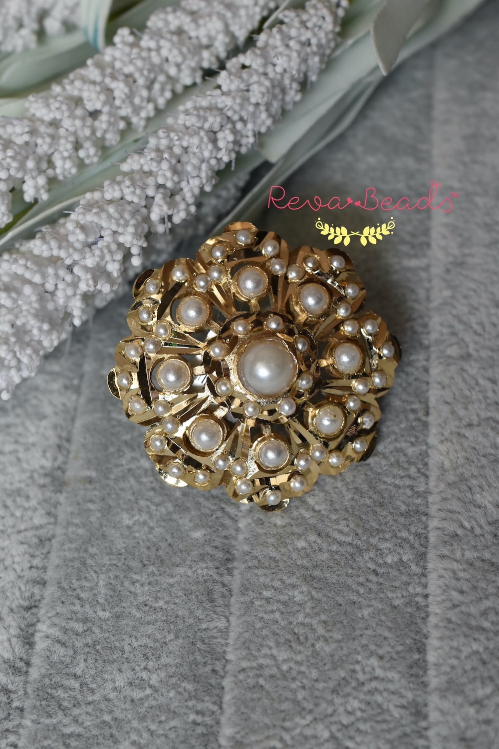 pearl gold finger ring