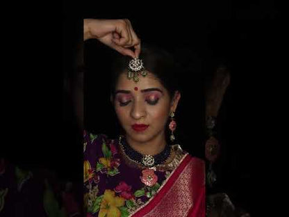 pink purple kundan Meena choker necklace set