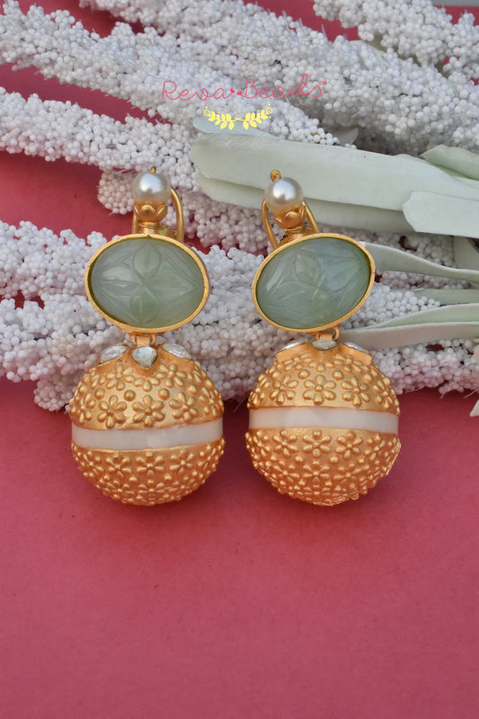 Kundan gold polish drop earrings kaddre221298