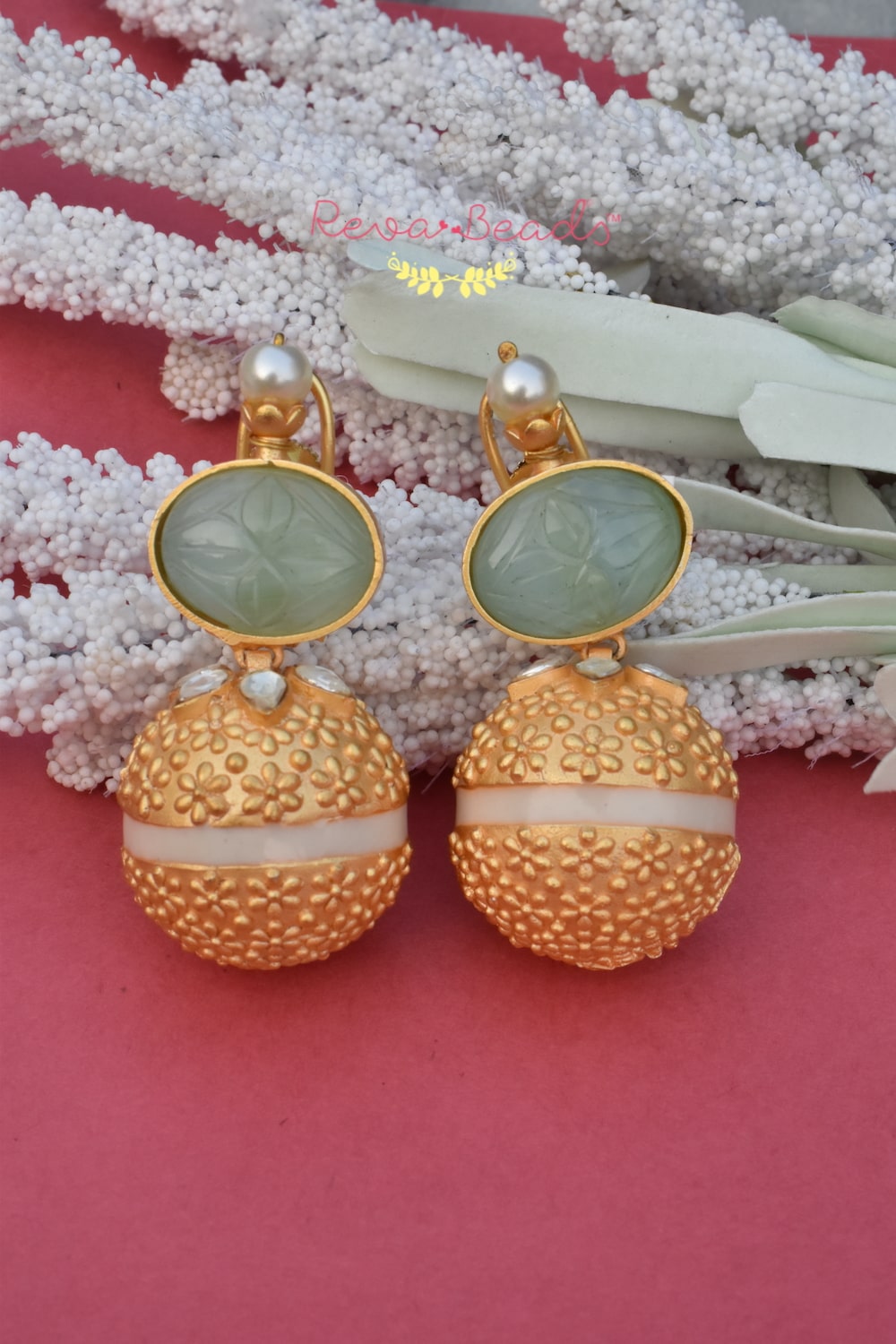 Kundan gold polish drop earrings kaddre221298