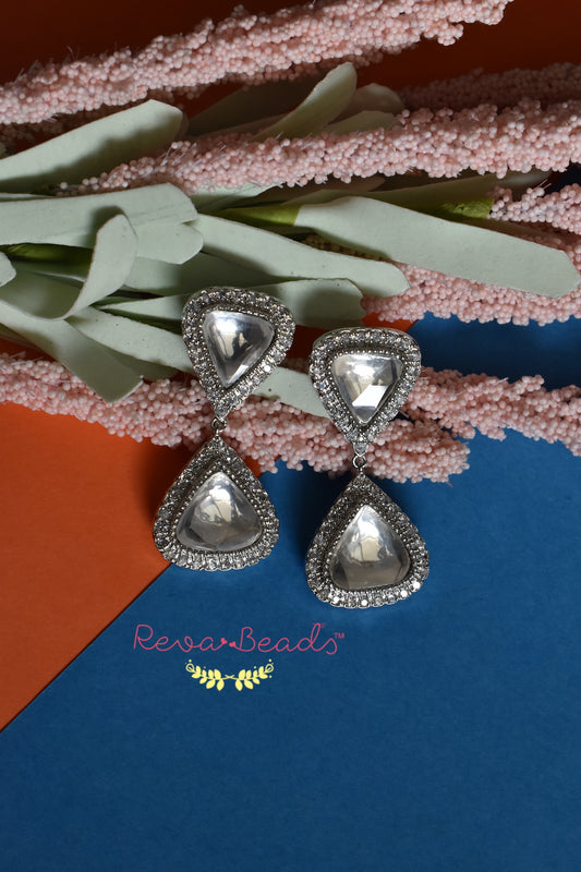 Kundan silver polish drop earrings kaddre221300