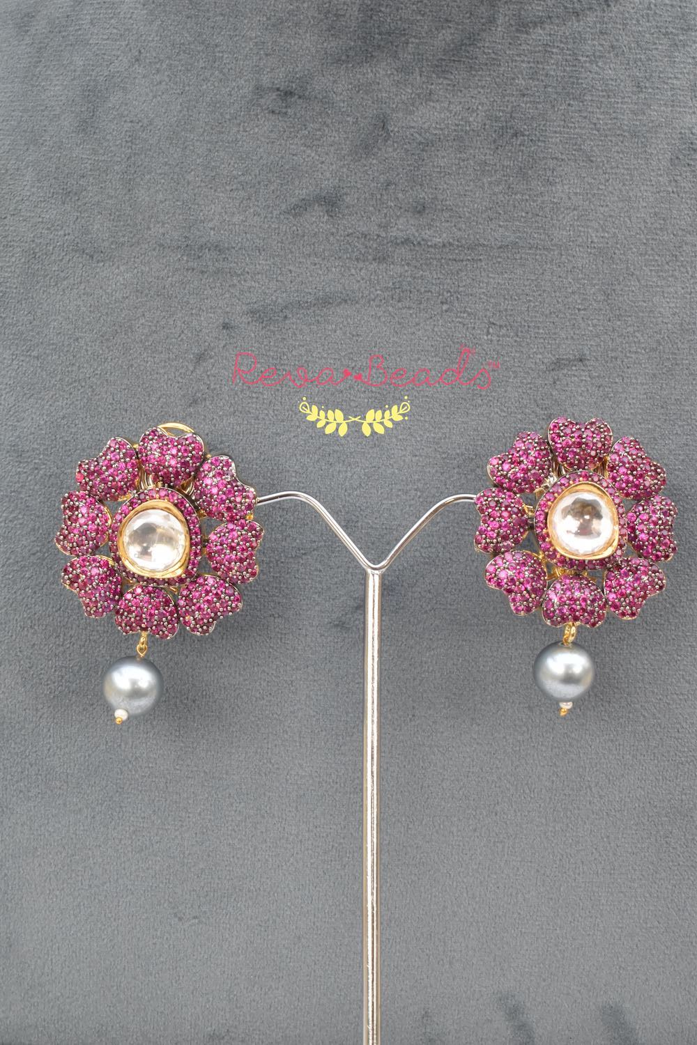 ruby gold stud necklace earrings