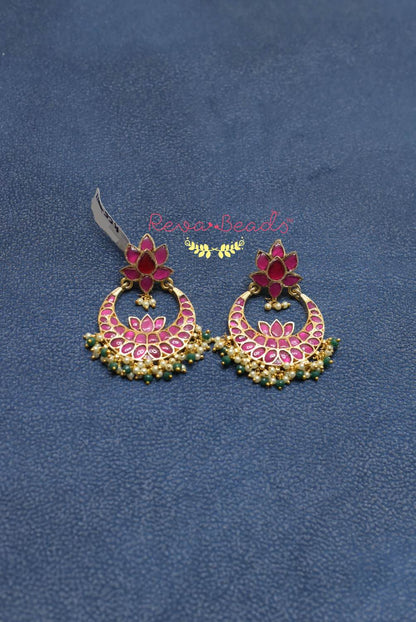 kundan chandbali earrings kce220147