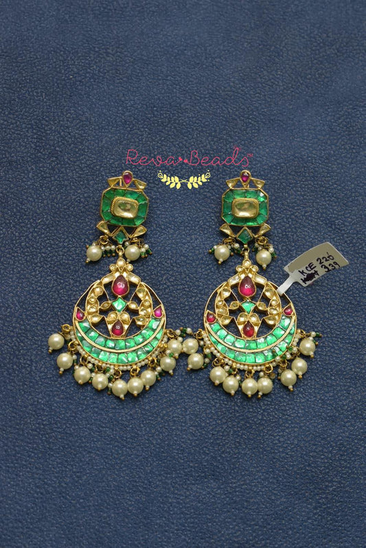 green kundan earrings