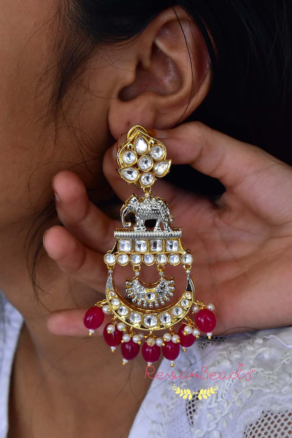 kundan chandbali earrings kce230093