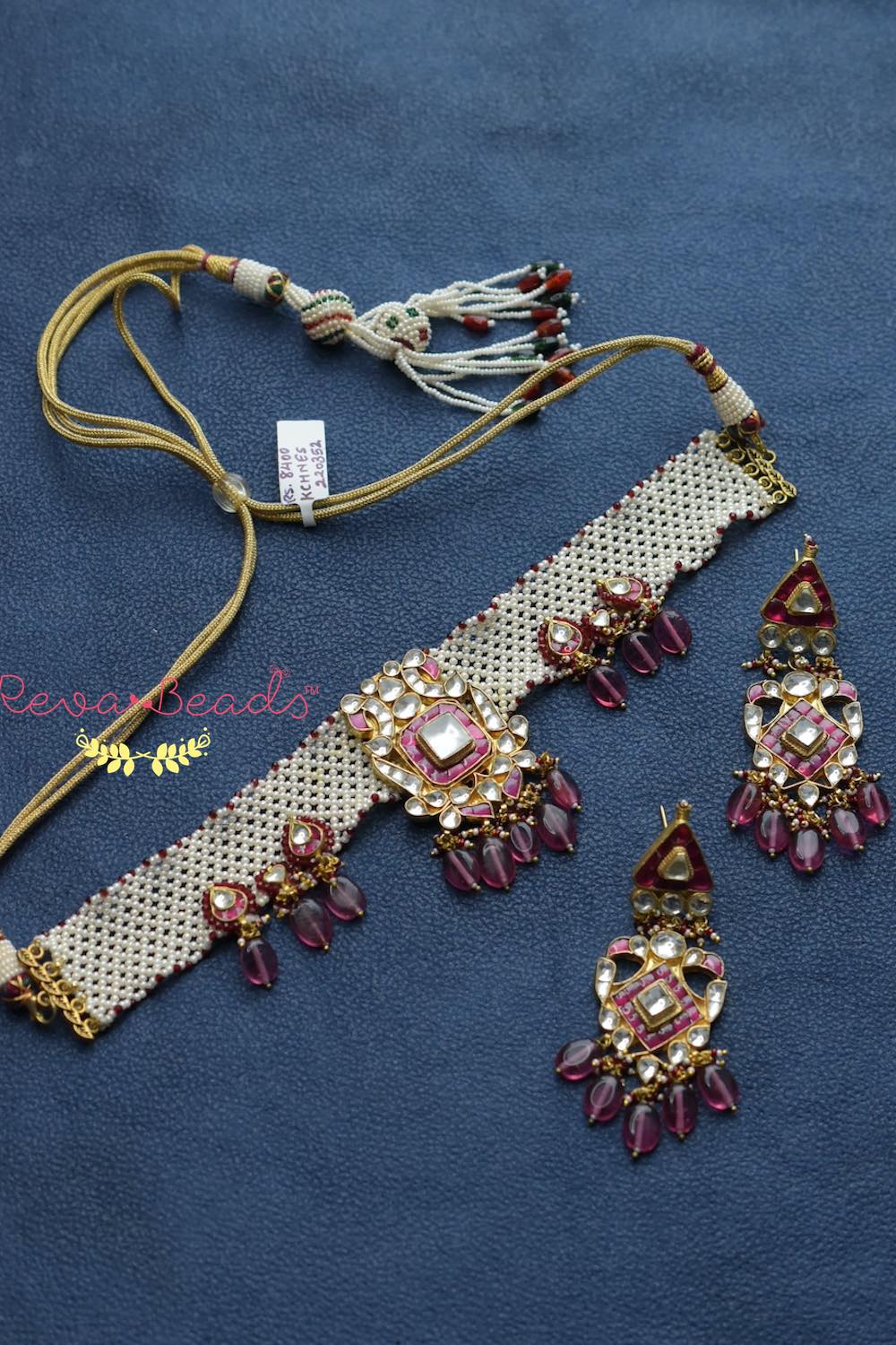 pearl kundan choker