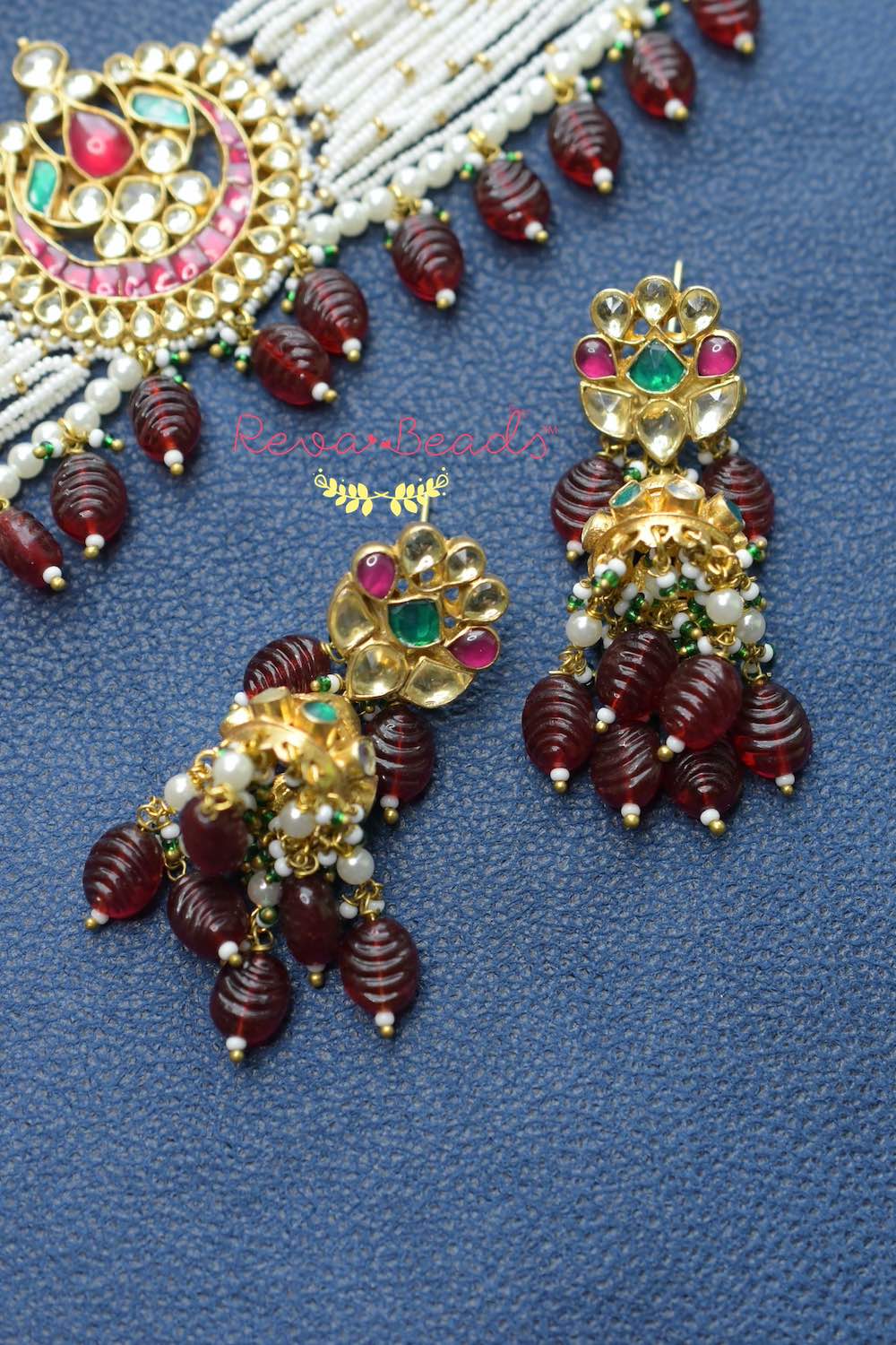 maroon pearl choker set