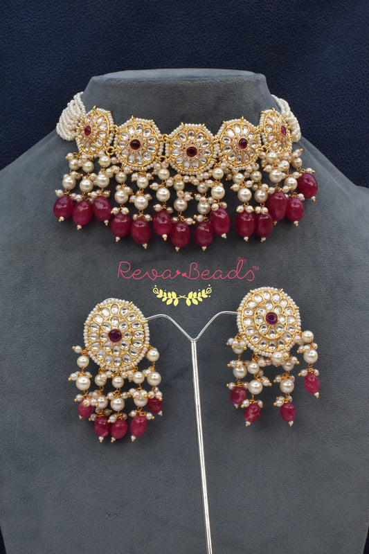 gold polish choker necklace earrings set