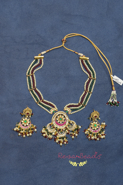 Kundan Choker Necklace Earrings Set kcnes220017