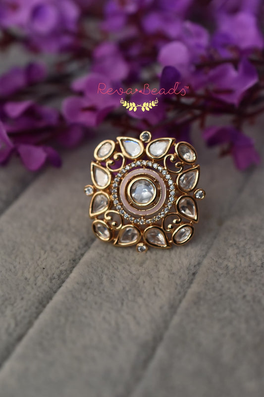 kundan cz finger ring