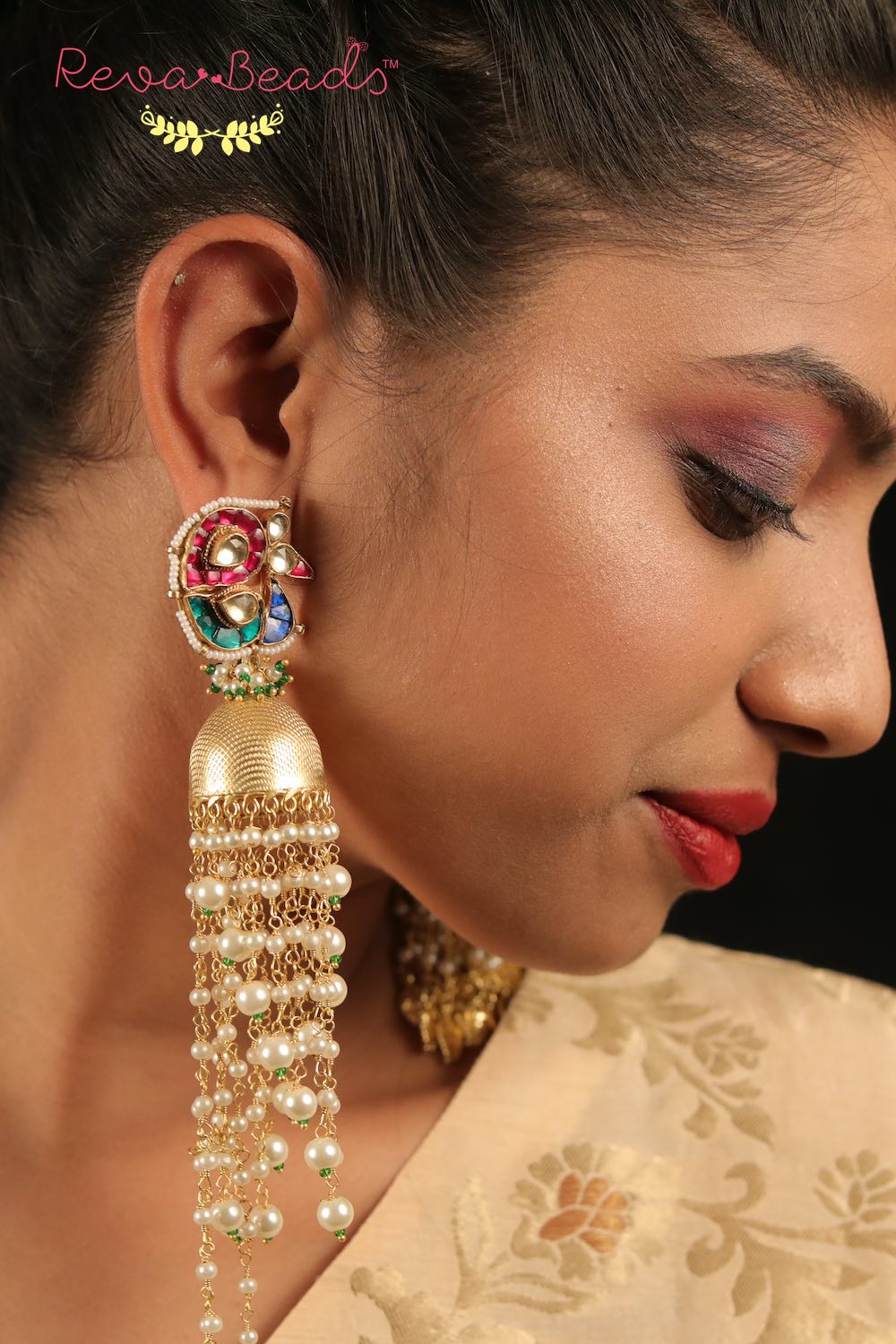 kundan long earrings