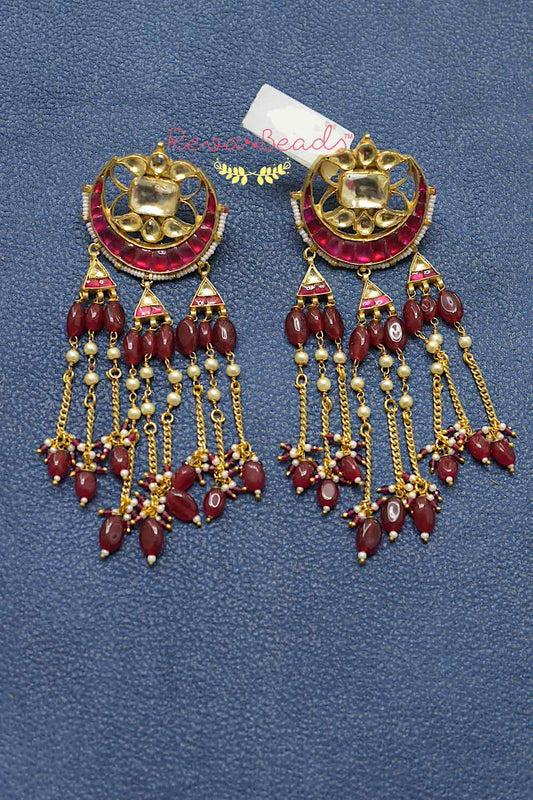 kundan gold polish long earrings kle220104