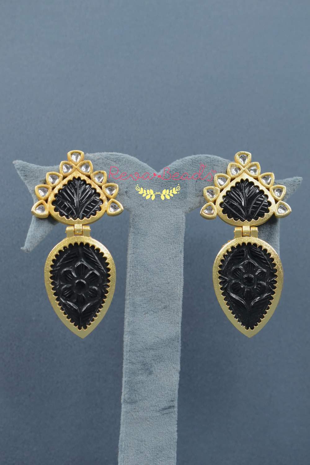 carved stone kundan drop earrings kdre220701-714