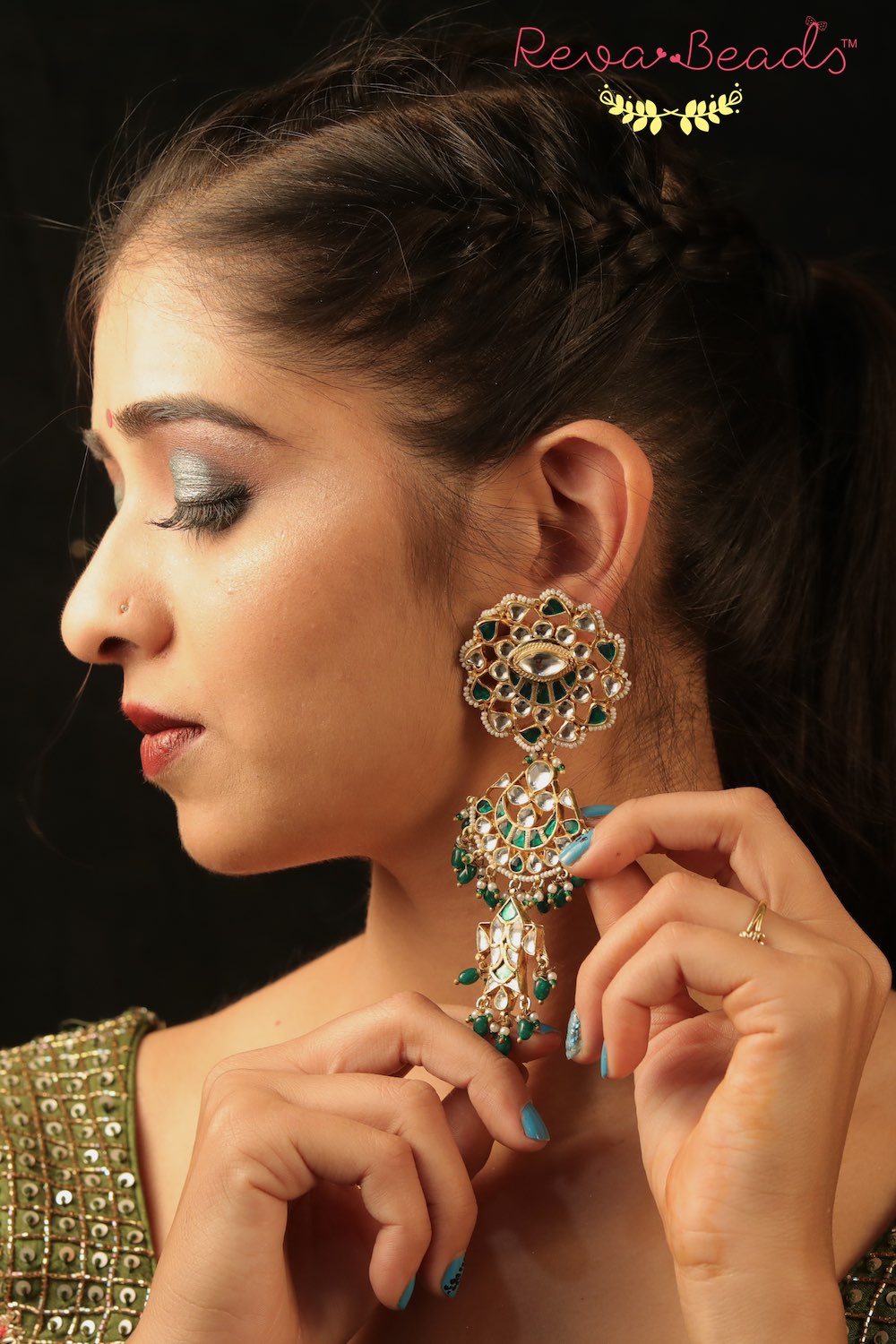 kundan drop earrings