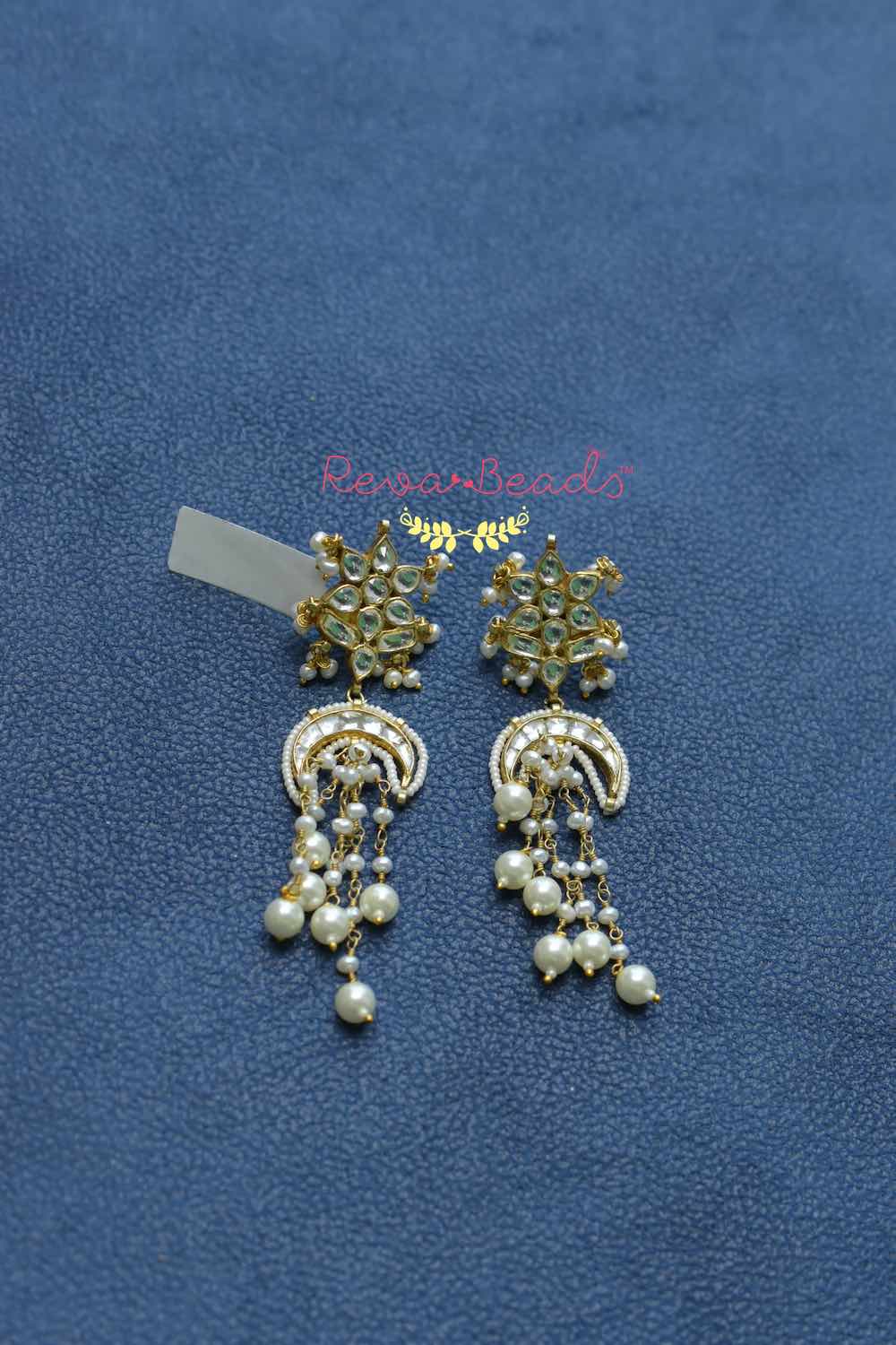 white kundan earrings