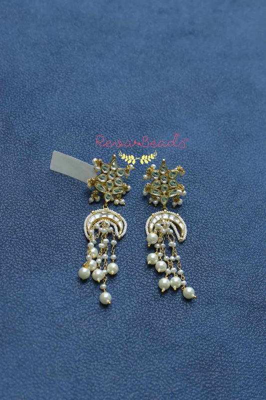 white kundan earrings