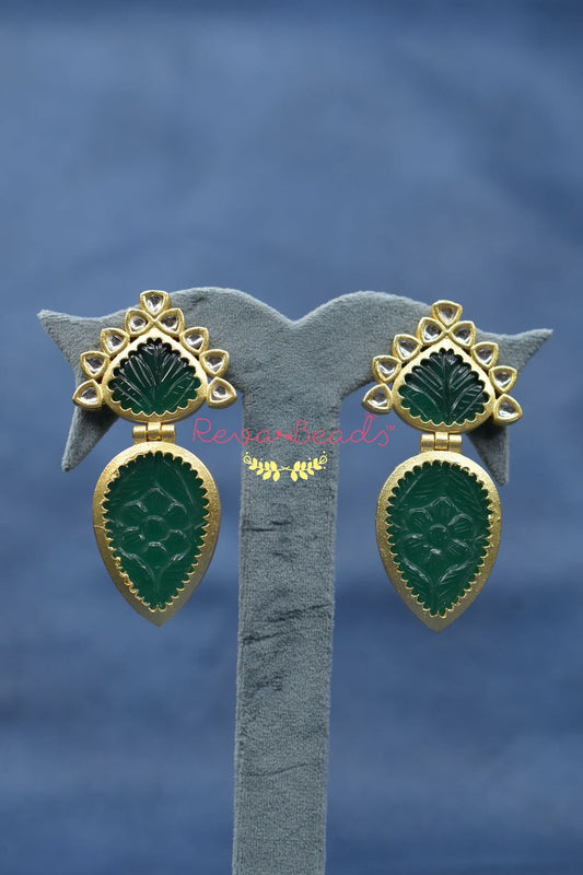 carved stone kundan drop earrings kdre220701-714