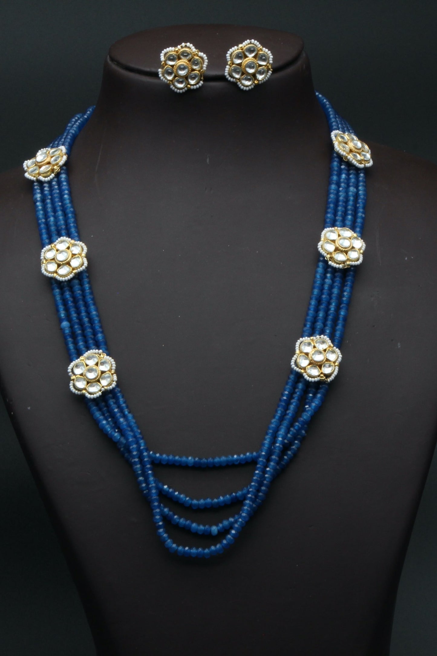 Kundan Long Necklace Earrings Set klnes220307