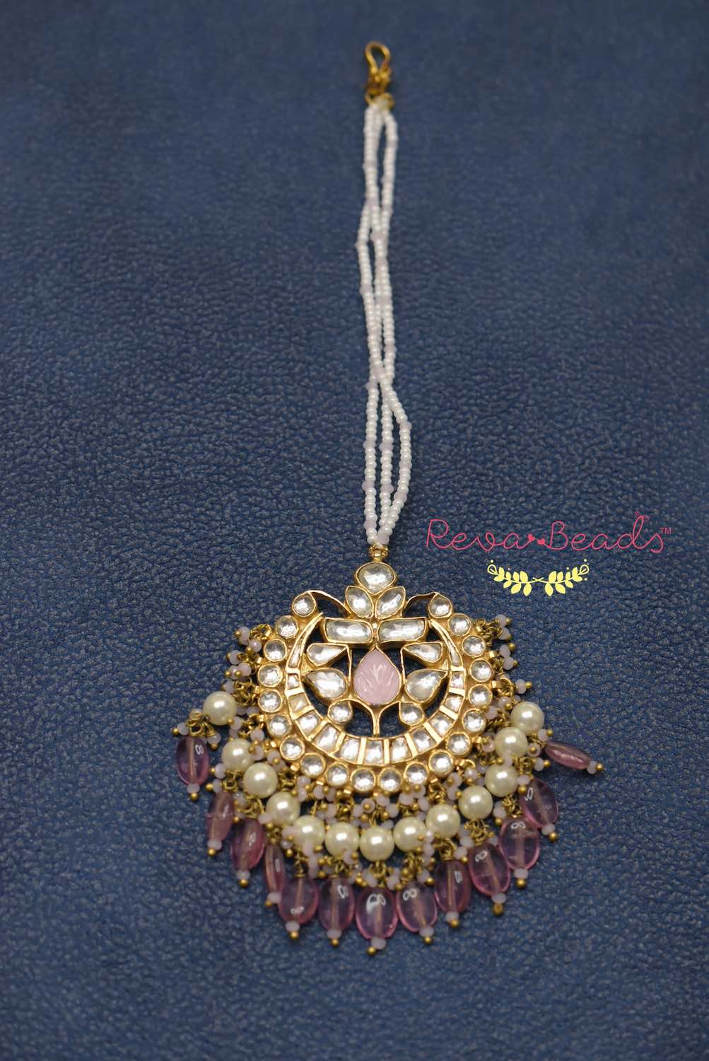 kundan pink tika
