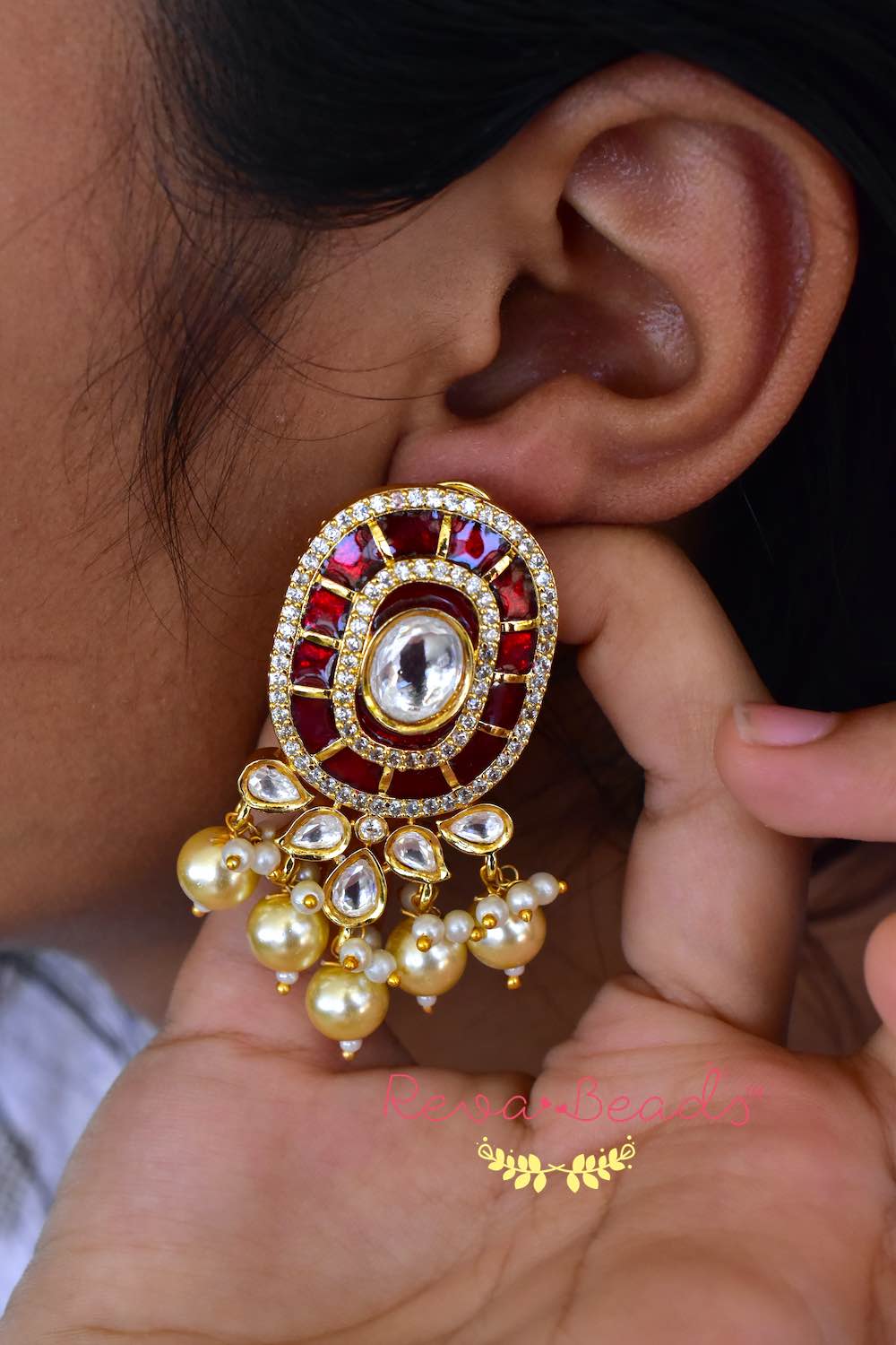 pearl meena earrings