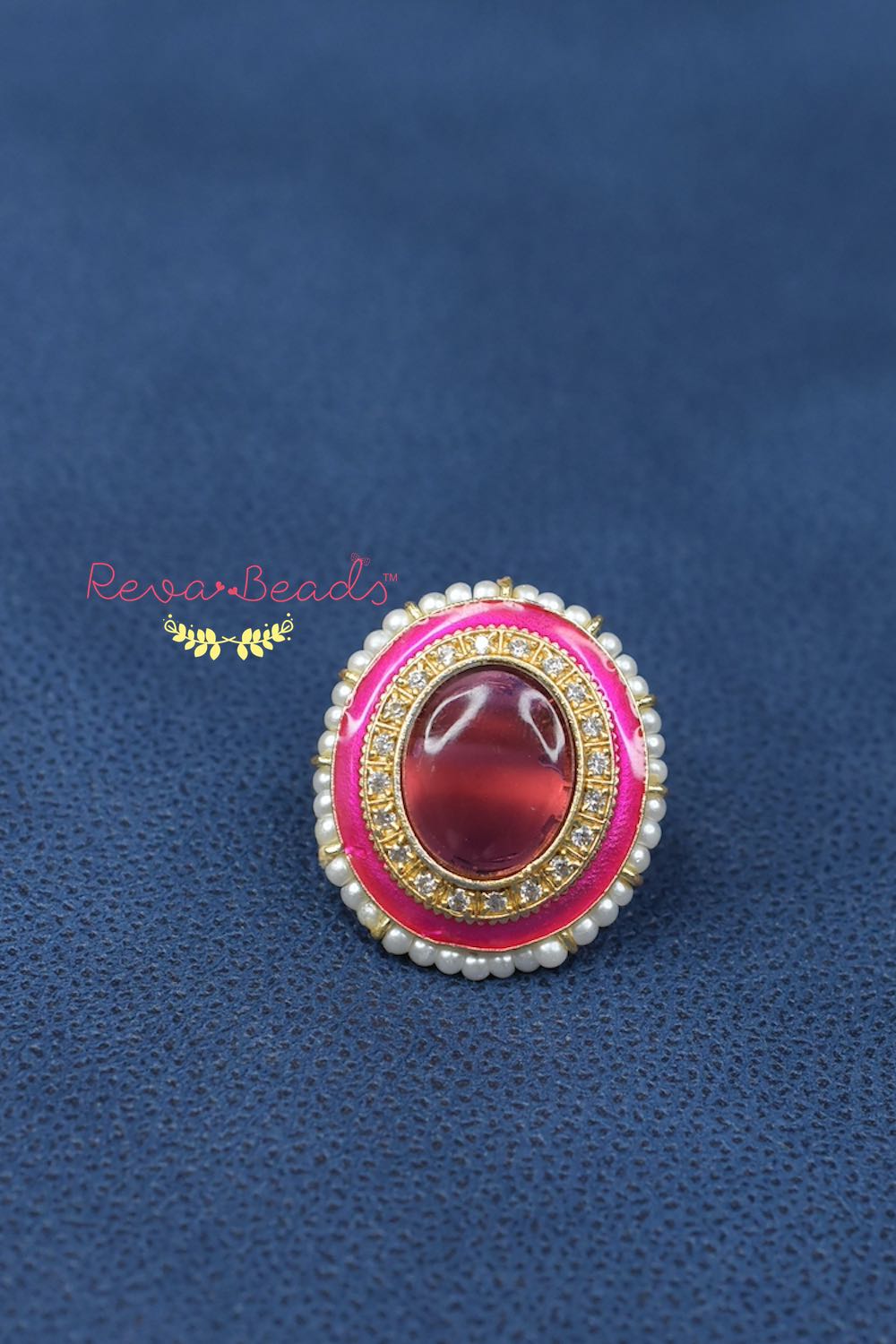 cz studded stone kundan meena finger ring kmadgpfr220631-220641