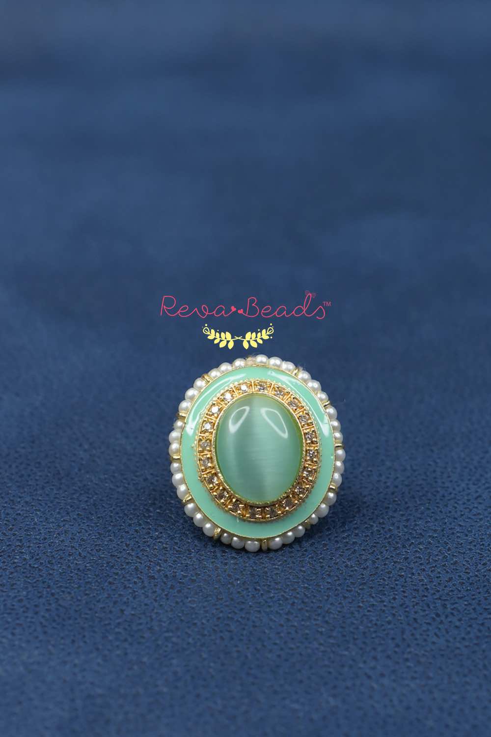 mint meenakari finger ring