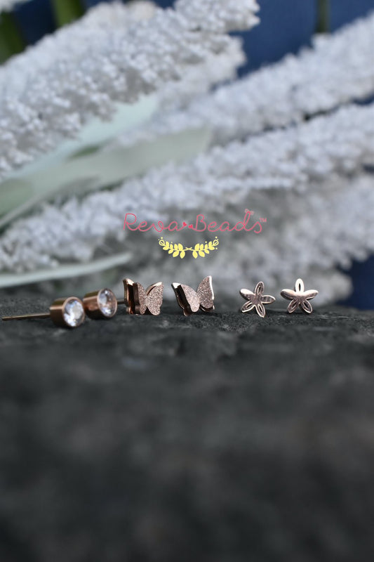 rose gold butterfly studs