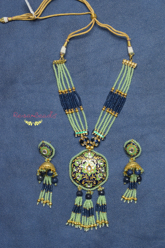 Meenakari Long Necklace Earrings Set mlnes220154