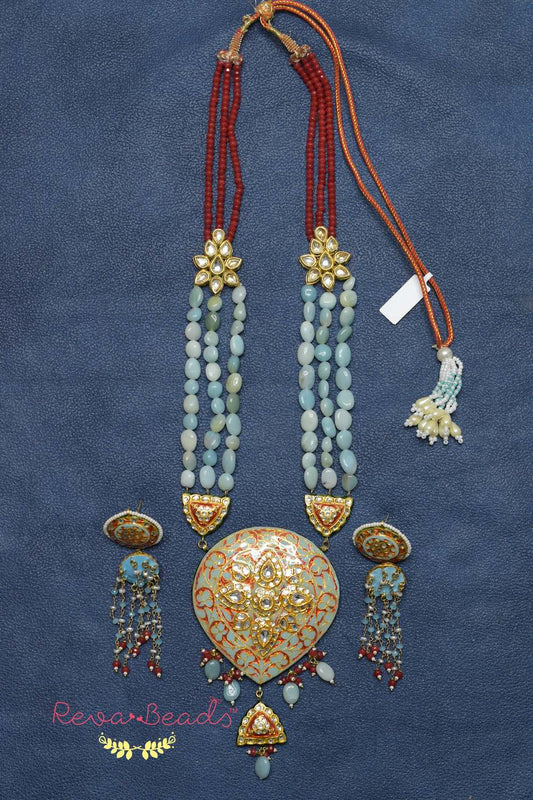 sky-blue Meena necklace