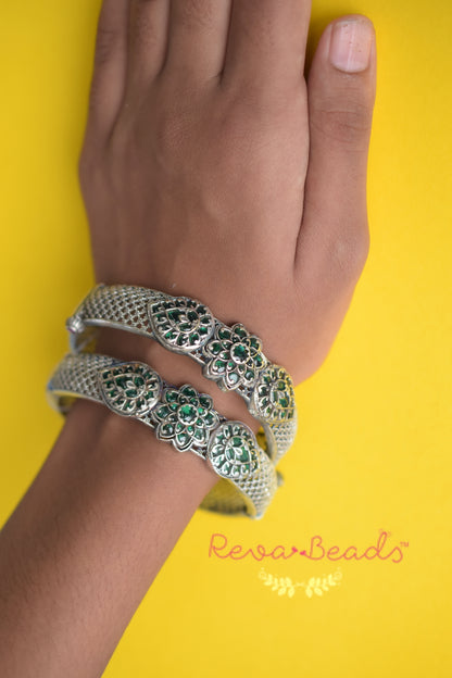green silver bangle