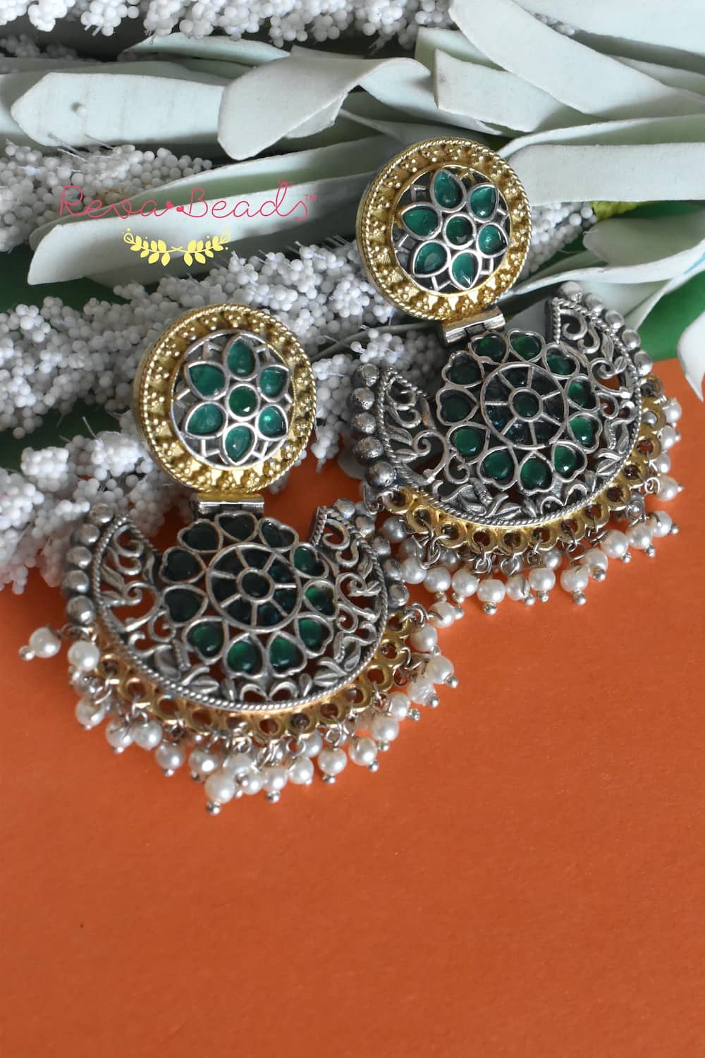 stone studded chandbali