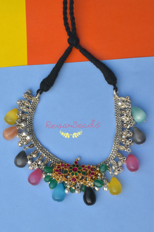 multicoloured tribal necklace