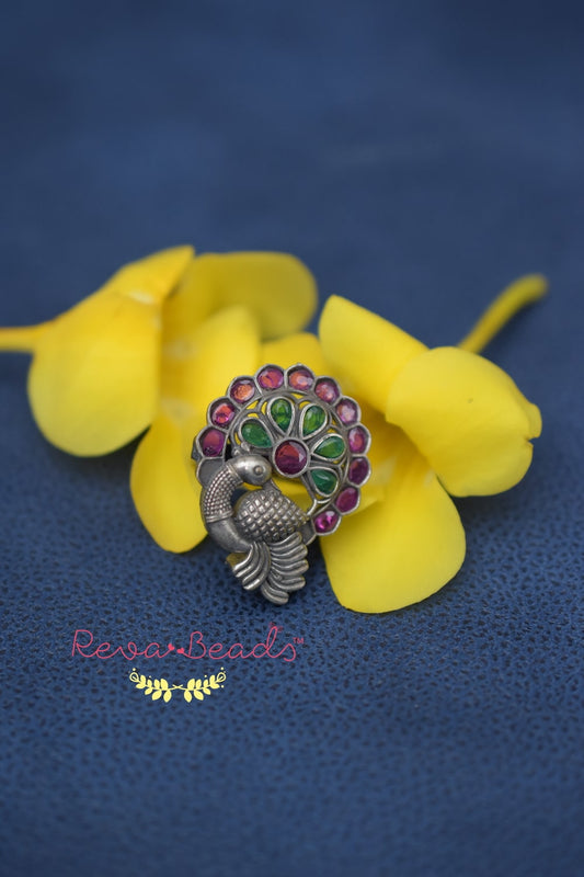 peacock oxidised ring