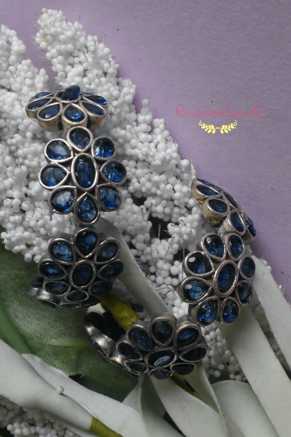 blue floral earrings