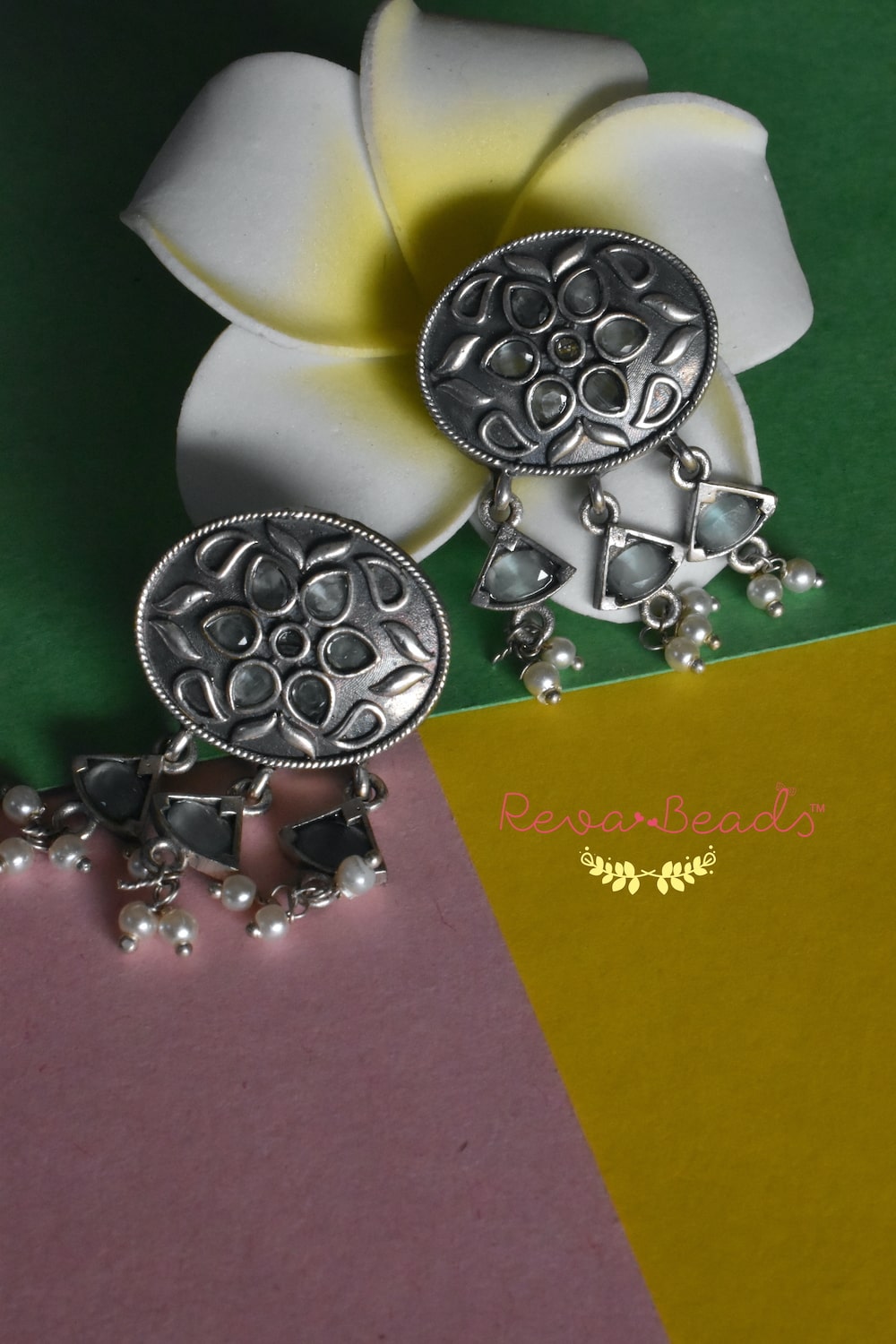 mint silver earrings