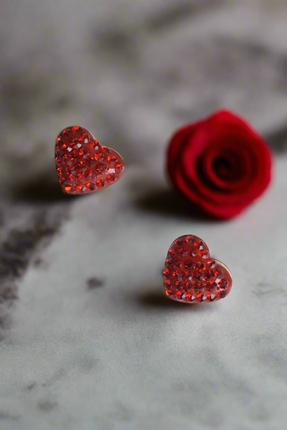 red heart earrings