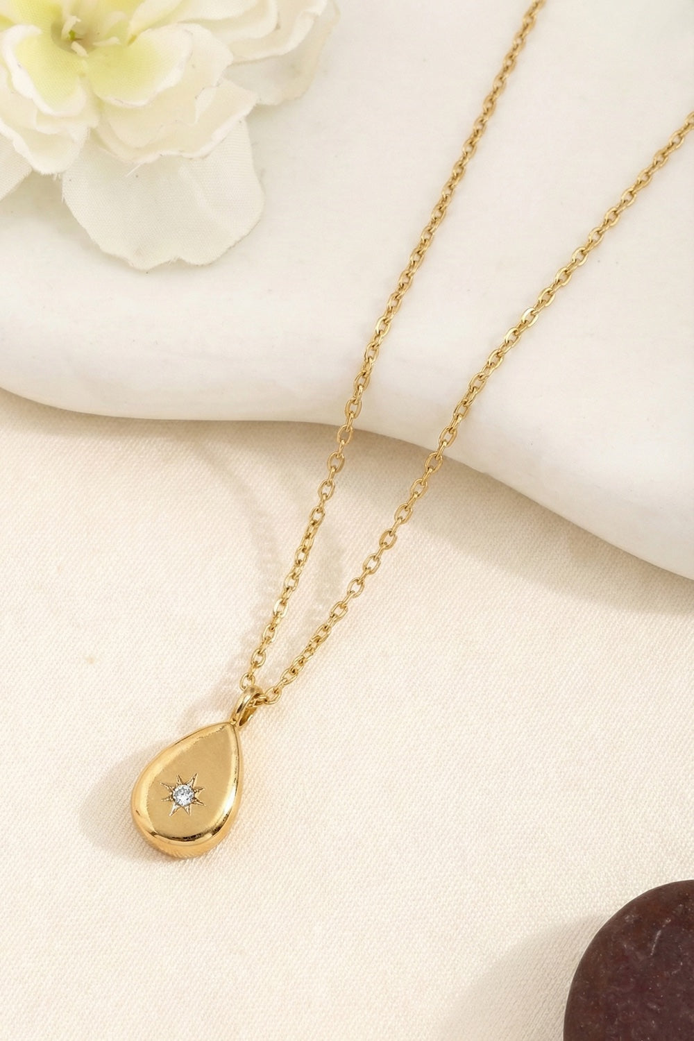 cz drop anti tarnish necklace