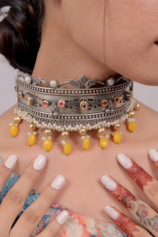 tribal choker necklace earrings set trchnes221151