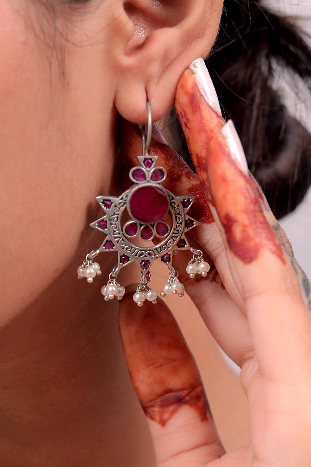 ruby drop earrings