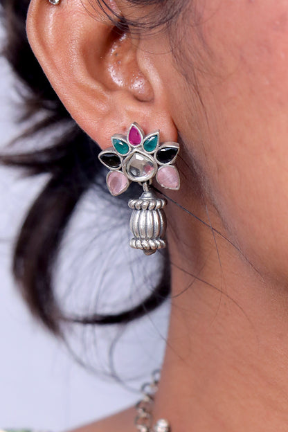 Tribal choker necklace earrings set trchnes230488