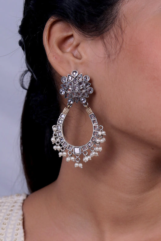 silver chandbali earrings