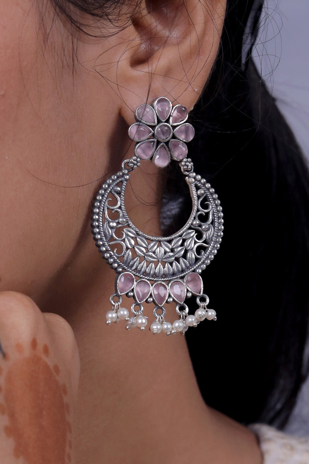 pink stone earrings