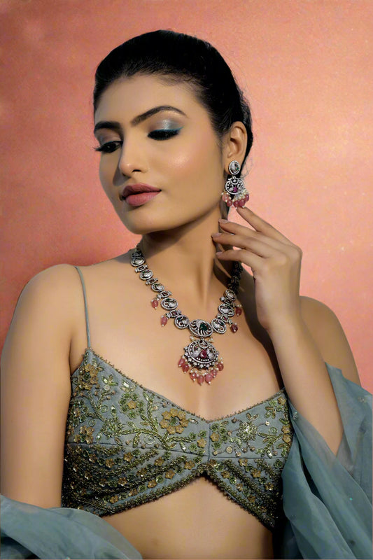 peacock cz neckalce set