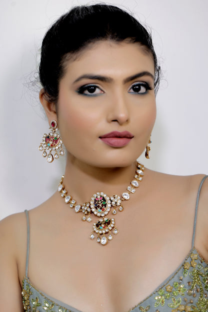 maroon holdali necklace set