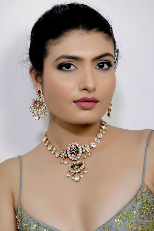 maroon holdali necklace set