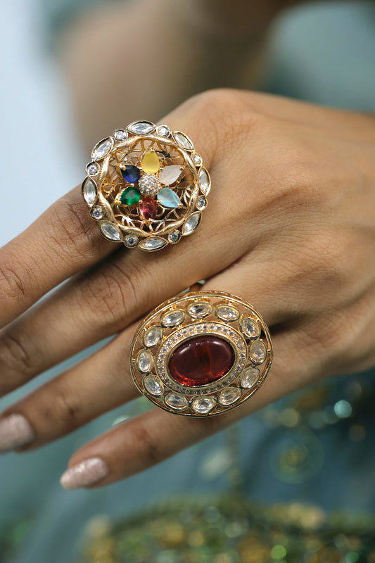 cz studded stone kundan finger ring kfr221337