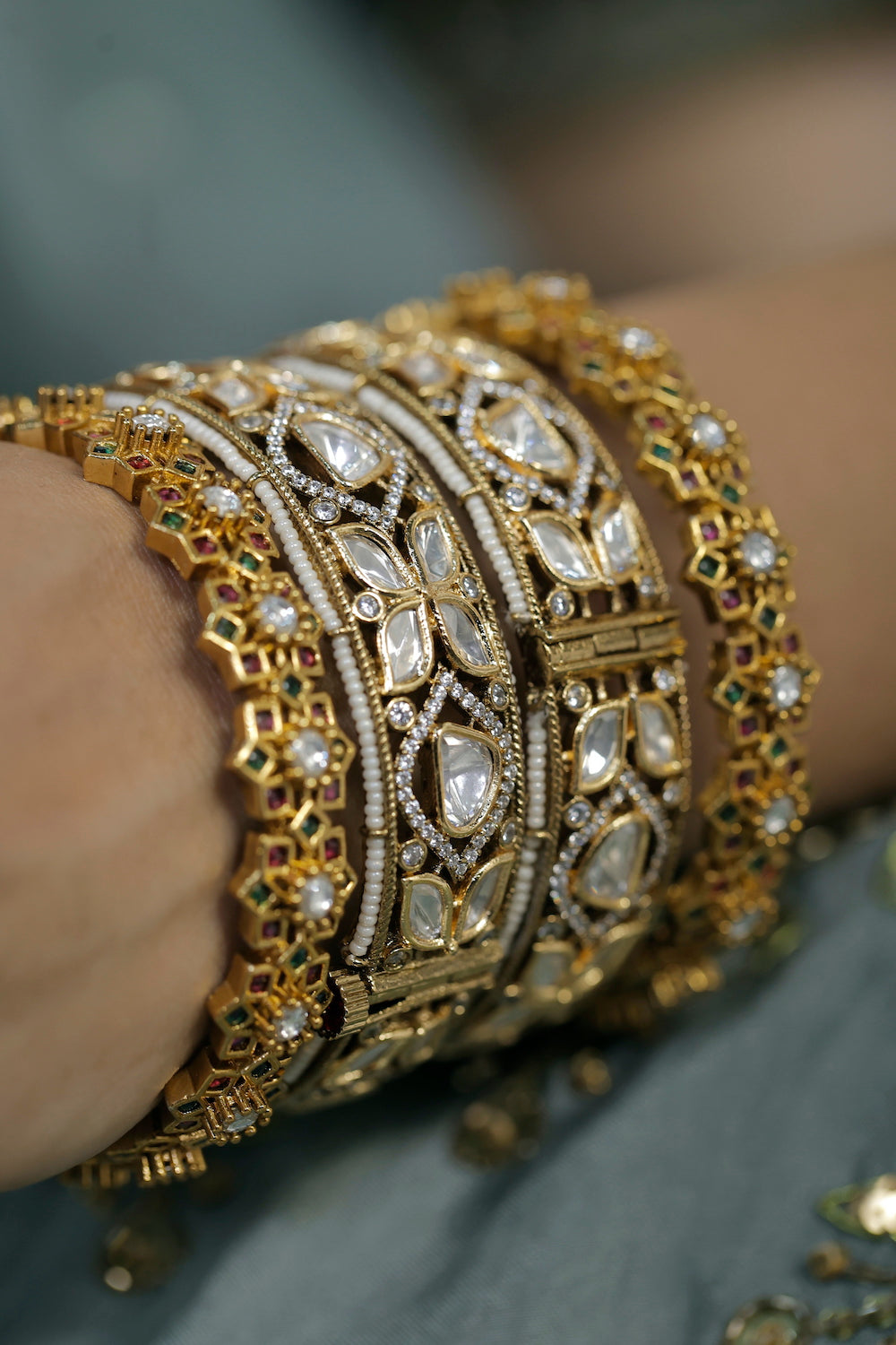 openable cz kundan bangle