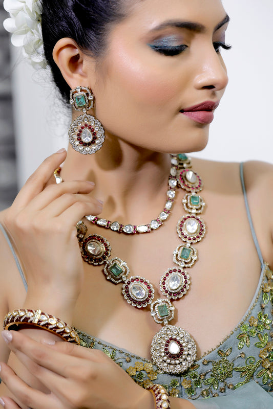 kundan long necklace set